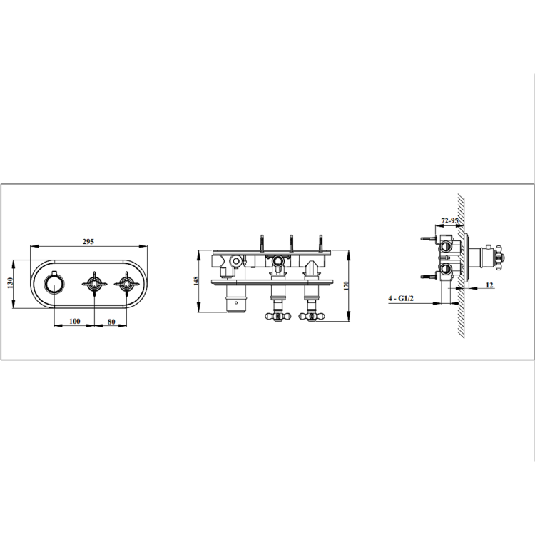 Chrome Dual Outlet Ceiling Mounted Thermostatic Mixer Shower Set with Hand Shower  - Camden