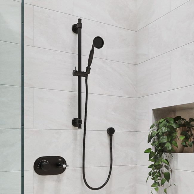 Black Single Outlet Thermostatic Mixer Shower Set with Hand Shower  - Camden