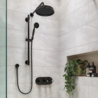 Black Dual Outlet Wall Mounted Thermostatic Mixer Shower Set with Hand Shower  - Camden Black Dual Outlet Wall Mounted Thermostatic Mixer Shower Set with Hand Shower  - Camden