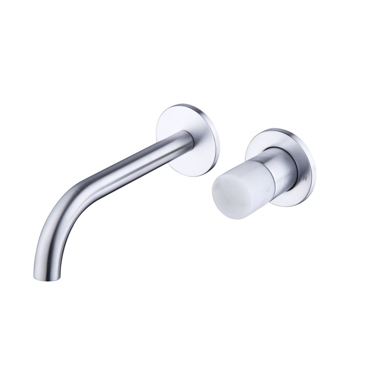 Grade A1 - Marble Chrome Wall Mounted Bath and Wall Mounted Basin Tap Set - Lorano