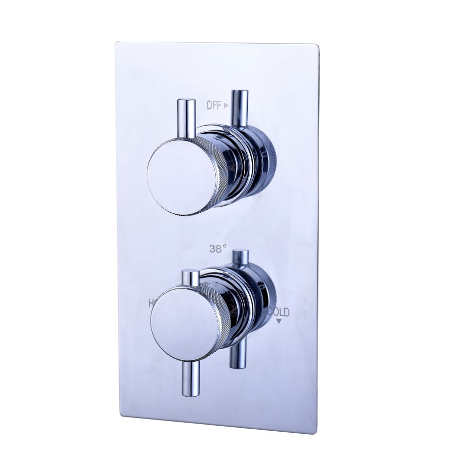 Chrome Single Outlet Thermostatic Mixer Shower with Round Handset - Axel