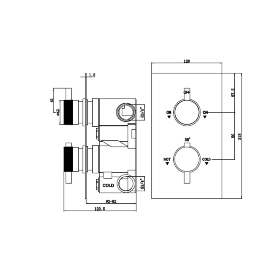 Chrome Single Outlet Thermostatic Mixer Shower with Round Handset - Axel