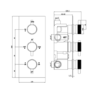 Grade A1 - Axel Triple Outlet Shower Valve Shower Head Wall Arm Slide Rail Kit and Overflow Bath Filler- Triple Handle