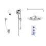 Grade A1 - Axel Triple Outlet Shower Valve Shower Head Wall Arm Slide Rail Kit and Overflow Bath Filler- Triple Handle