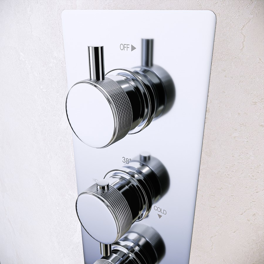 Grade A1 - Axel Triple Outlet Shower Valve Shower Head Wall Arm Slide Rail Kit and Overflow Bath Filler- Triple Handle