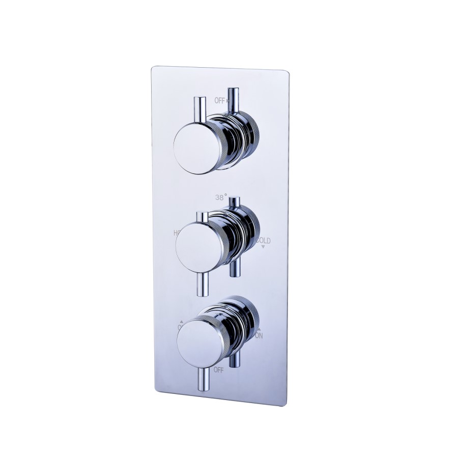 Grade A1 - Axel Triple Outlet Shower Valve Shower Head Wall Arm Slide Rail Kit and Overflow Bath Filler- Triple Handle