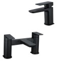 BUN/A1/BeBa_27750/98636 ONLY OPENED - Zana Matt Black Basin Mixer Tap & Bath Filler Tap Pack