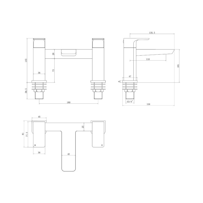 Zana Matt Black Basin Mixer Tap & Bath Filler Tap Pack