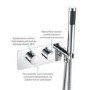 Chrome Dual Outlet Ceiling  Mounted Thermostatic Mixer Shower Set with Hand Shower - Flow