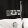 Chrome 2 Outlet Thermostatic Mixer Shower Set with Overflow Bath Filler and Integrated Hand Shower - Arissa