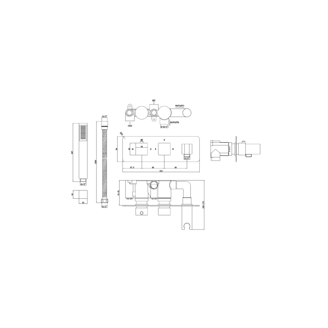 Grade A2 - Chrome Dual Outlet Ceiling Mounted Thermostatic Mixer Shower Set with Hand Shower - Cube