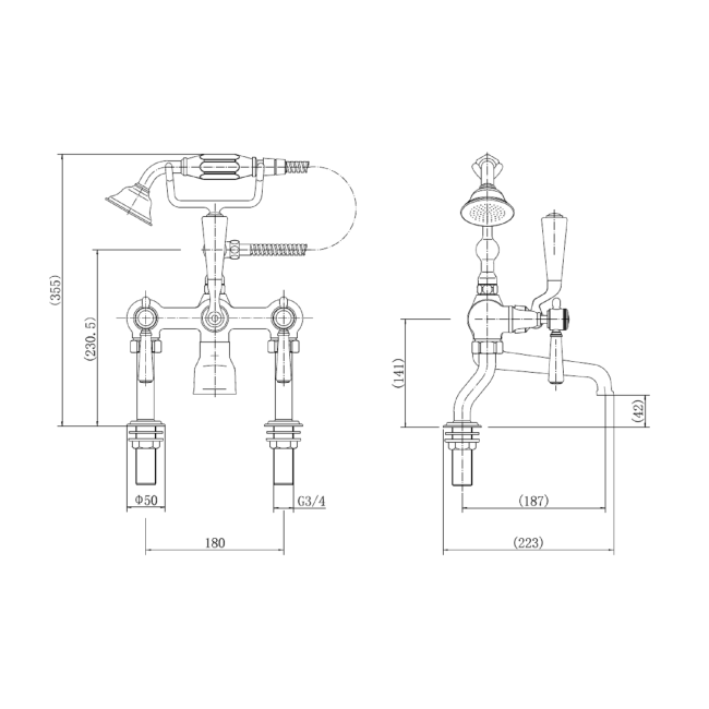 Chrome Freestanding Bath Shower Mixer Tap - Helston