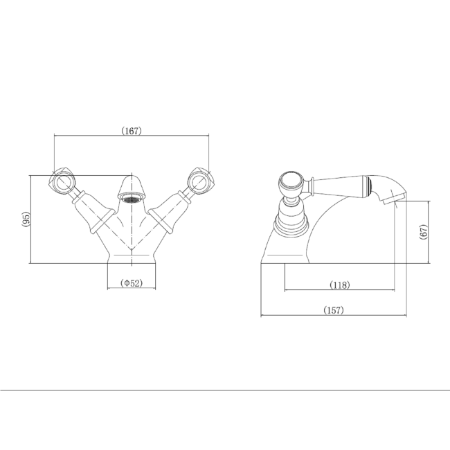 Chrome Bath Shower Mixer and Basin Tap Set - Helston