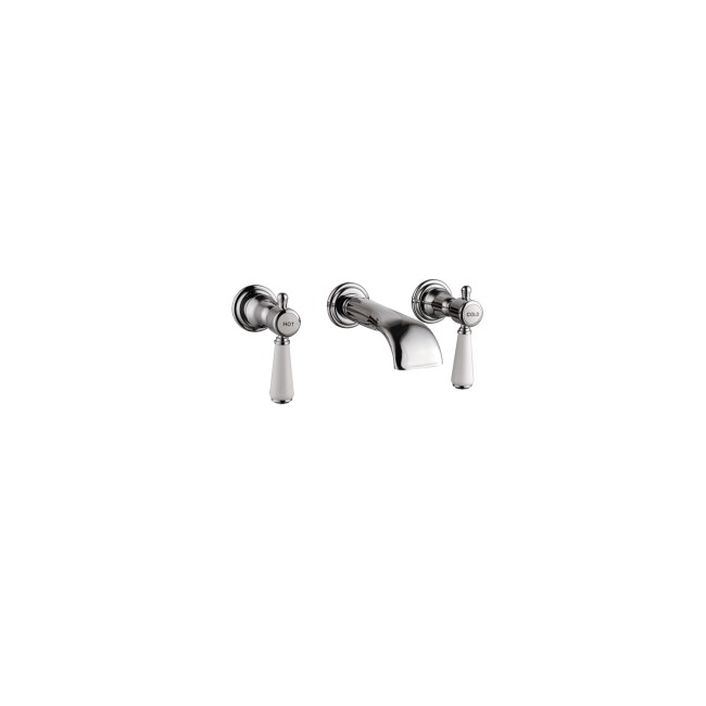 Chrome Bath Shower Mixer and Wall Mounted Basin Tap Set - Helston