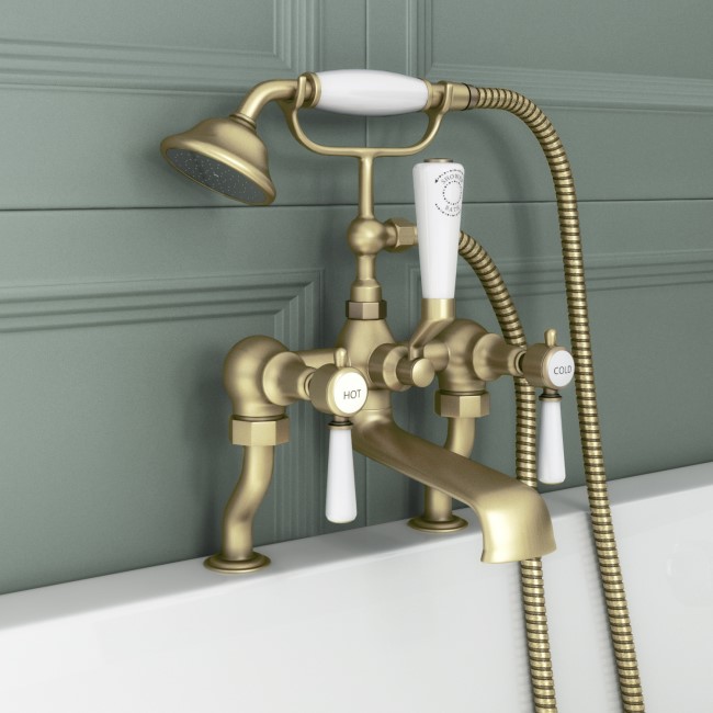 Gold Bath Shower Mixer and Basin Tap Set - Helston