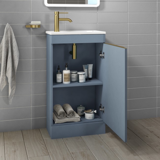 460mm Blue Freestanding Cloakroom Vanity Unit with Basin - Sion