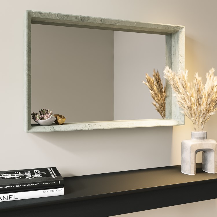 Rectangular Concrete Effect Mirror 70 x 45cm - Arragon