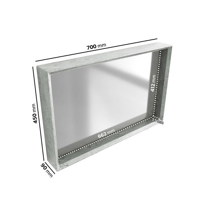 Rectangular Concrete Effect Mirror 70 x 45cm - Arragon