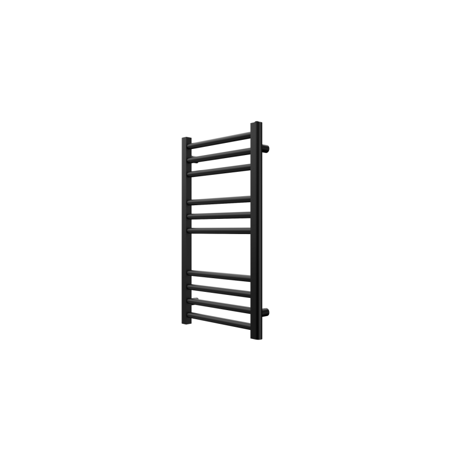 Black Towel Radiator 800 x 450mm with Pipe Kit and Straight Valves - Sahara