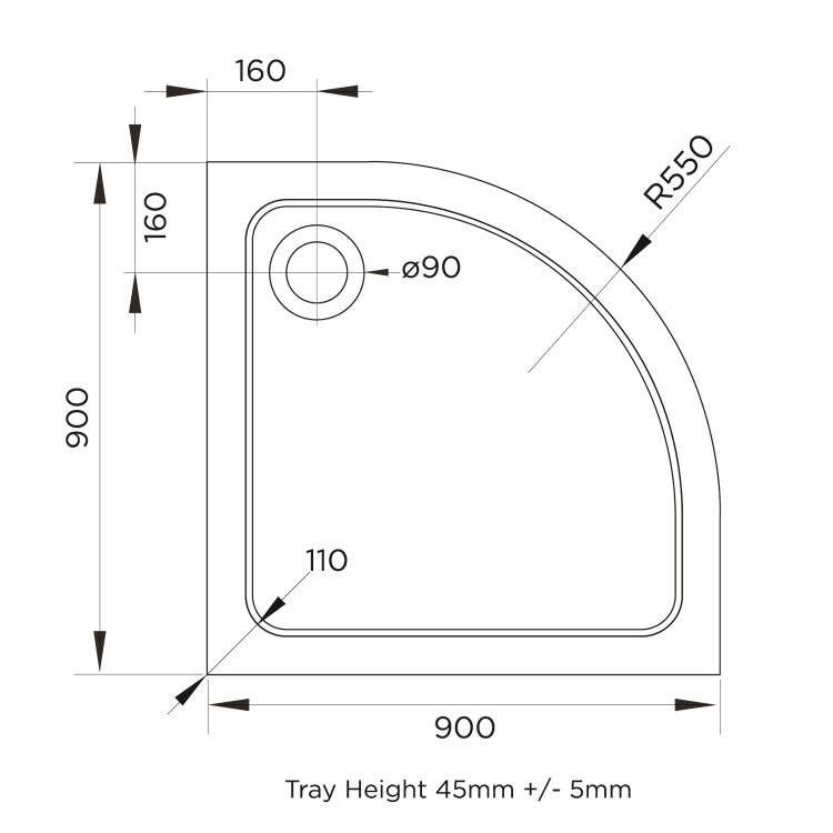 Chrome 4mm Glass Quadrant Shower Enclosure with Shower Tray 900mm  - Lyra