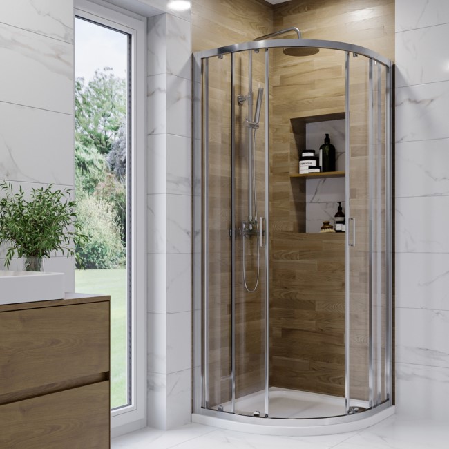 Chrome 6mm Glass Quadrant Shower Enclosure with Shower Tray 800mm - Carina