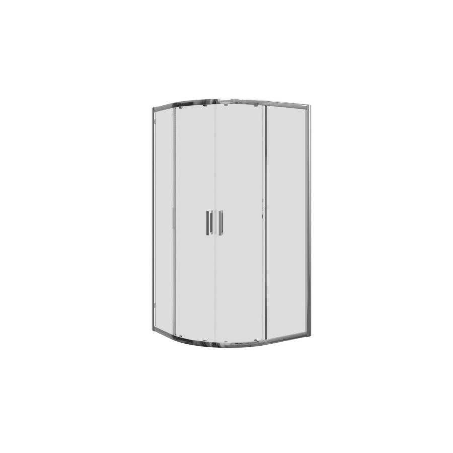 Grade A1 - Chrome 6mm Glass Quadrant Shower Enclosure with Shower Tray 800mm - Carina