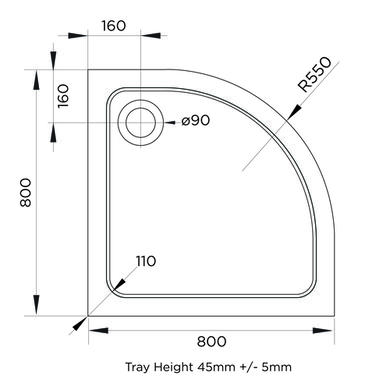 Grade A1 - Chrome 6mm Glass Quadrant Shower Enclosure with Shower Tray 800mm - Carina