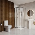 BUN/BeBa_28011/86550 800mm Quadrant Chrome Shower Enclosure Suite with Toilet & Basin - Carina