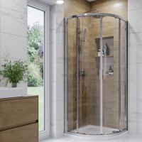 Chrome 6mm Glass Quadrant Shower Enclosure with Shower Tray 900mm - Carina