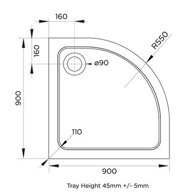 Chrome 6mm Glass Quadrant Shower Enclosure with Shower Tray 900mm - Carina