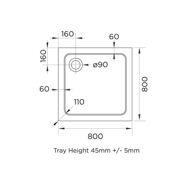 Chrome 6mm Glass Square Corner Entry Shower Enclosure with Shower Tray 800mm - Carina