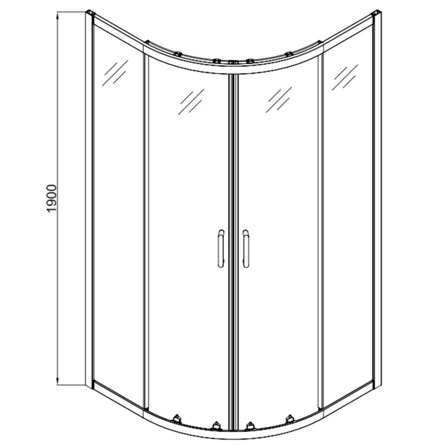 900x760mm Chrome 6mm Glass Right Hand Offset Quadrant Shower Enclosure with Shower Tray - Carina