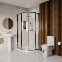 1000 x 800mm Left Hand Offset Quadrant Shower Enclosure Suite with Toilet & Basin - Carina