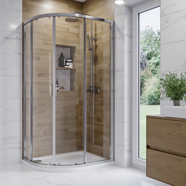 1200 x 800mm Left Hand Offset Quadrant Shower Enclosure Suite with Toilet & Basin - Carina