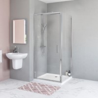 Grade A1 - 800 Square Hinged Shower Door and 800 Side Panel Carina
