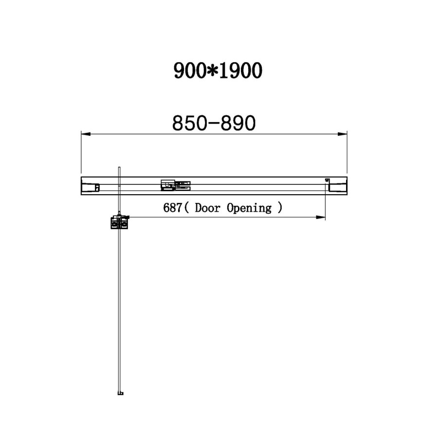 Chrome 6mm Glass Rectangular Hinged Shower Enclosure 900x700mm - Carina