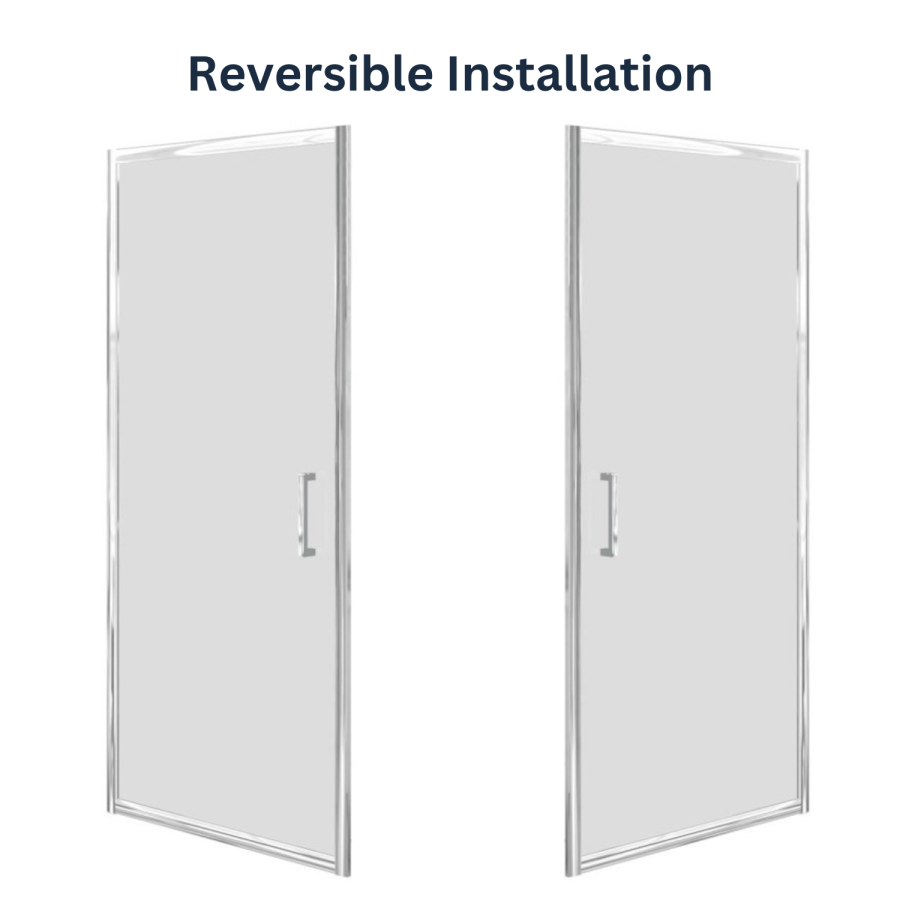 Chrome 6mm Glass Rectangular Hinged Shower Enclosure 900x700mm - Carina