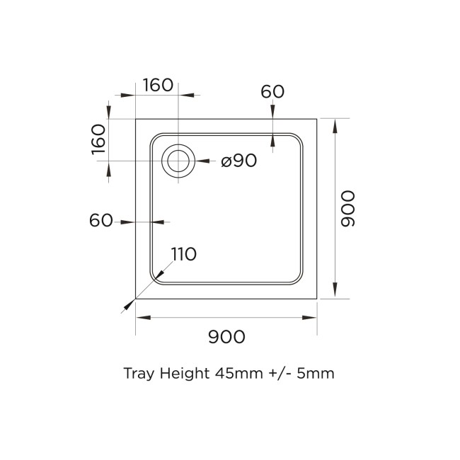 Chrome 6mm Glass Square Hinged Shower Enclosure with Shower Tray 900mm - Carina