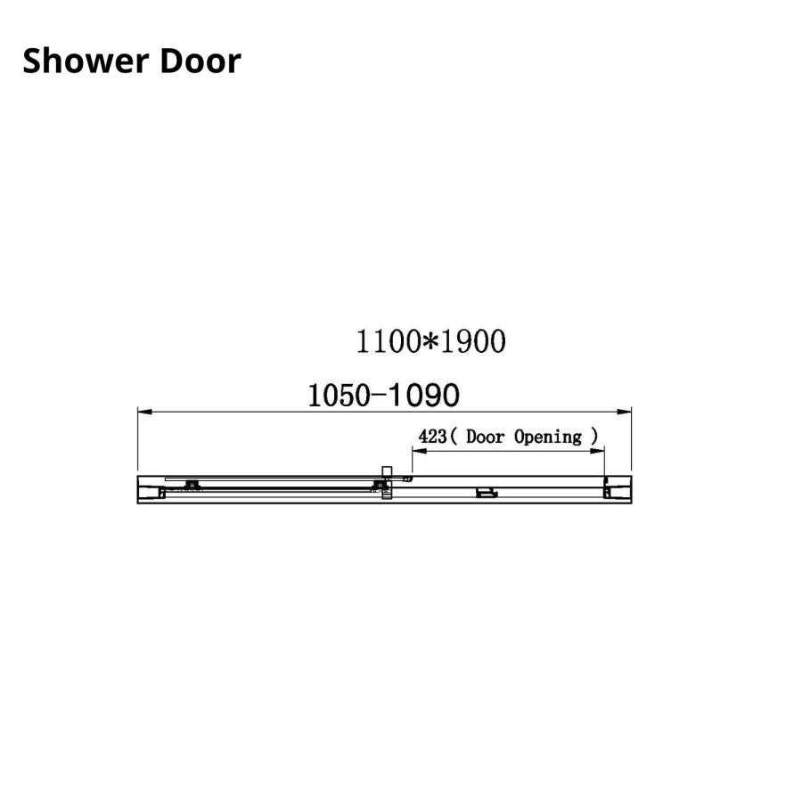Chrome 6mm Glass Rectangular Sliding Shower Enclosure 1100x900mm- Carina
