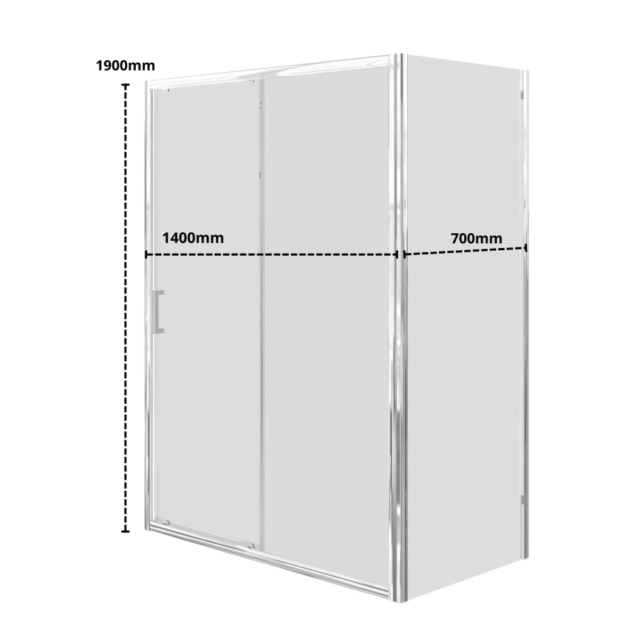 Grade A1 - 1400x700mm Rectangular Sliding Shower Enclosure - Carina
