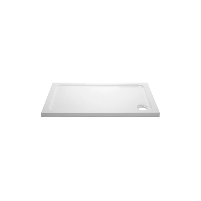 1700x800mm White Acrylic Capped Stone Resin Rectangular Shower Tray - Pearl