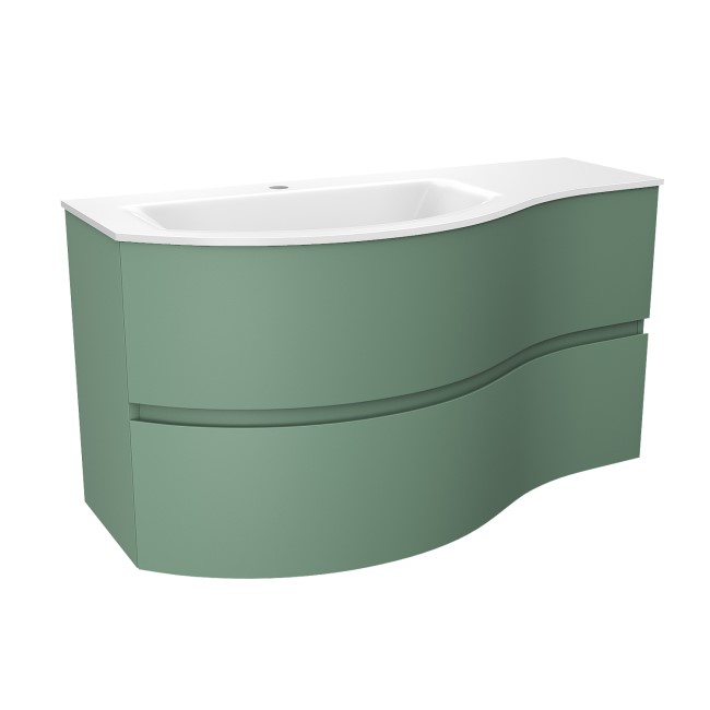 1000mm Green Wall Hung Left Hand Curved Vanity Unit with Basin  - Tulum