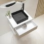 600mm White Wall Hung Countertop Vanity Unit with Black Square Basin and Shelf - Lugo