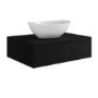 600mm Black Wall Hung Countertop Vanity Unit with Oval Basin - Lugo