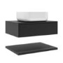 ONLY OPENED - 600mm Black Wall Hung Countertop Vanity Unit with Basin and Shelf - Lugo