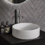 600mm Black Wall Hung Countertop Vanity Unit with Chevron Basin and Shelves - Lugo