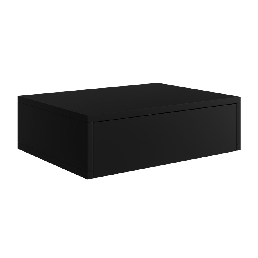 600mm Black Wall Hung Countertop Vanity Unit with Square Basin - Lugo