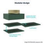 600mm Green Wall Hung Countertop Vanity Unit with Brass Basin and Shelves- Lugo