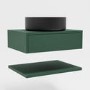 600mm Green Wall Hung Countertop Vanity Unit with Black Basin and Shelf - Lugo
