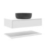 Grade A1 - 800mm White Wall Hung Countertop Vanity Unit with Black Marble Effect Basin and Shelves - Lugo
